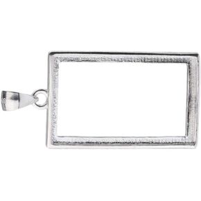 Sterling Silver Open Back Pendants Charms Rectangle Frame Frame Frameran