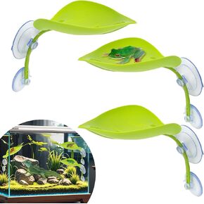3pcs زينة الأوراق مع أكواب الشفط ، موائل الضفدع لديكور terrarium ، ملحقات دبابات الزواحف لأفريقيا القزم الضفدع الضفدع الضفدع دارت الضفدع (الأخضر)