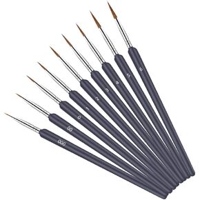 9 PCS تفاصيل الدهشة فرشاة الطلاء المصغرة مصغرة فرشاة مجموعة من الأكريليك ، الزيت ، الوجه ، الأكريليك ، رسم الخط ، الطلاء الطراز المقياس (أسود)