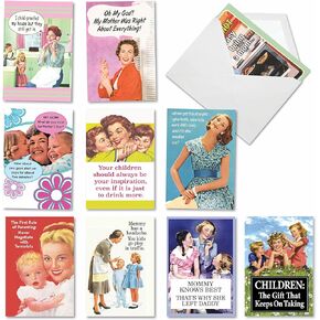 NobleWorks - 10 Assorted Funny Mothers Day Greeting Cards Bulk Box Set with Envelopes, Humor for Mom, Daughter, Sister, Girlfriend (10 Designs, 1 Each) Memories of Motherhood AC6783MDG-B1x10