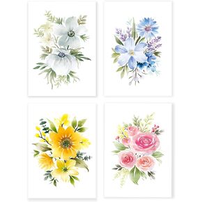 Blank Cards, 40Pack Floral Pattern Thank You Greeting Cards with Peel-and-Seal Rustic Envelopes Size 4x6Inch