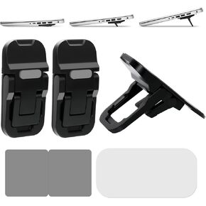2 Pack Adjustable Height Keyboard Stand, Zinc Alloy Laptop Keyboard Riser with 3 Height Settings (0.5/1.24/1.62 Inch), Non-Slip Silicone Pads & Adhesive Tape, Ergonomic for Pain-Free Typing (Black)