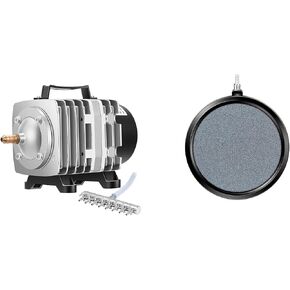 VIVOSUN Commercial Air Pump 1110 GPH 8 Outlet 40W 70L/min for Aquarium and Hydroponic Systems, and Air Stones Disc 5 x 5 Inch with Shell for Aquarium