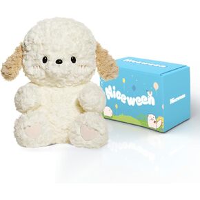 حيوانات محشوة Schnauzer Puppy Plush Toys 11 بوصة ناعمة وراحة الكلب الكلب للأولاد والبنات ، رمادي/أبيض