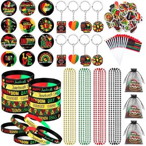 Blosssound 122 PCS Happy Junetestors Day Accessories Freedom Day Party Forms withchains Stadges Bead Bead Netclaces Flags Agresha Forms for African American Support Pelebration Gifts