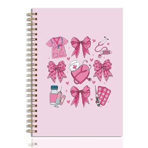 هدايا التخرج من Zopedia للممرضة Pink Bow Coquette Hardcover Notebook Journal for Women Girls 160 Pages