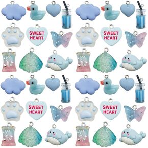 youdiyla 50pcs صغيرة للحيوانات الثلجية زهر الراتنجات dice series قلادة صنع المجوهرات صنع أقراط مفاتيح DIY قلادة مختلفة سحر تصميم للمجوهرات صنع الأساور (SN527)