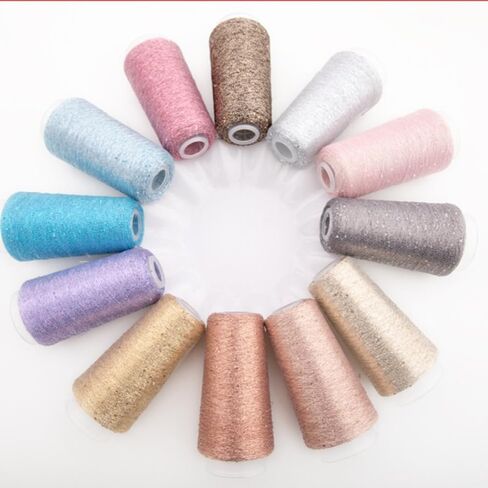 2 Balls Accessory Lurex Yarn, Shining Glitter Metallic Knitting-in Yarn, Sequin Sparkle Thread for Knitting and Crochet Sweater Shawl 5000 Yards (White) in Saudi Arabia