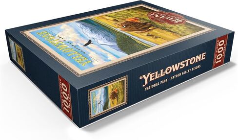 MyPuzzle Yellowstone National Park - Hayden Valley Bisons, Vintage Travel Poster - Premium 1000 Piece Jigsaw Puzzle for Adults in Saudi Arabia