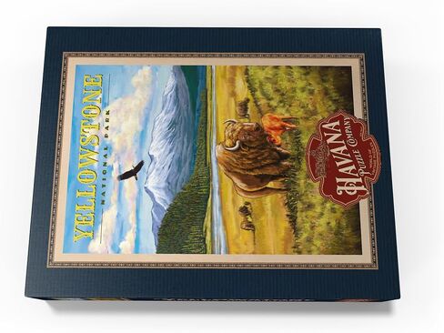 MyPuzzle Yellowstone National Park - Hayden Valley Bisons, Vintage Travel Poster - Premium 1000 Piece Jigsaw Puzzle for Adults in Saudi Arabia