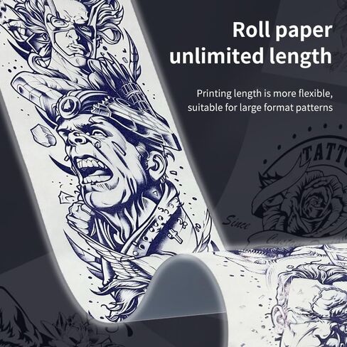 Tattoo Transfer Paper, Instragram Tattoo Stencil Paper A4 Roll 210mm * 30m,Transfer paper separated from carbon paper- Ultra HD Image Printing(Roll of paper + stand) in Saudi Arabia