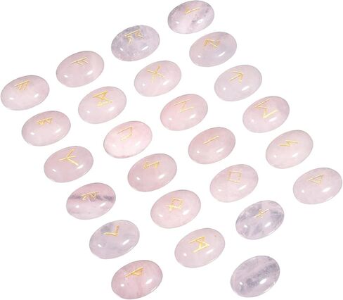 Amogeeli 25pcs Oval Runes Stone Flatback Cabochons Set for Craft Jewelry Making, 13x18mm in Saudi Arabia