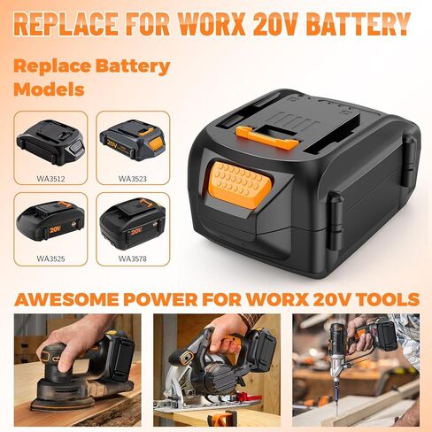 2 Pcaks 18V 3.0Ah Lithium Batteries Replace for Worx 18V Battery WA3512, Compatible with Worx WA3525 WA3523 WA3578 WA3520 WA3575 WA3522 WA3544 WA3671 and 18V/20V Power Tools (20V Max) in Kuwait