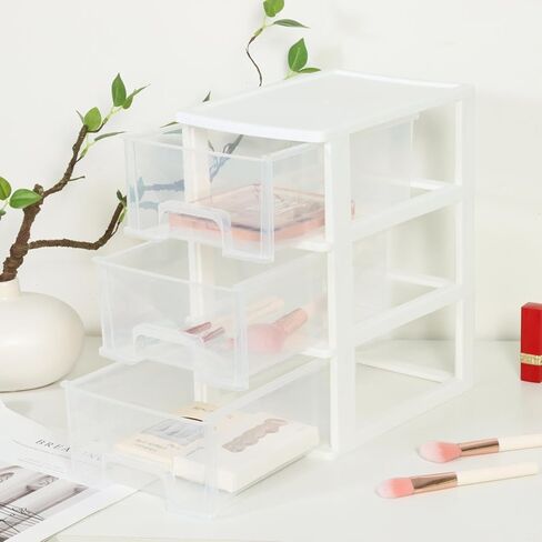 Desktop 3 Drawer Organzier, Pink Plastic Small Drawer Organizer, Desktop Organizer for Office Home and Bathroom in Kuwait