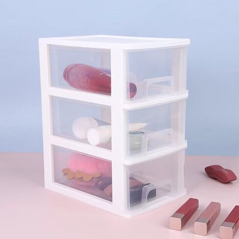 Desktop 3 Drawer Organzier, Pink Plastic Small Drawer Organizer, Desktop Organizer for Office Home and Bathroom in Kuwait