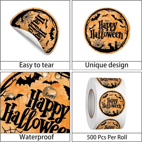 Heyfibro 500 PCS 1.5 Inch Happy Halloween Thank You for All You Do Stickers Appreciation Thank You Stickers Roll for Employees Teachers Envelopes Packaging Gift Favors Decor in Saudi Arabia