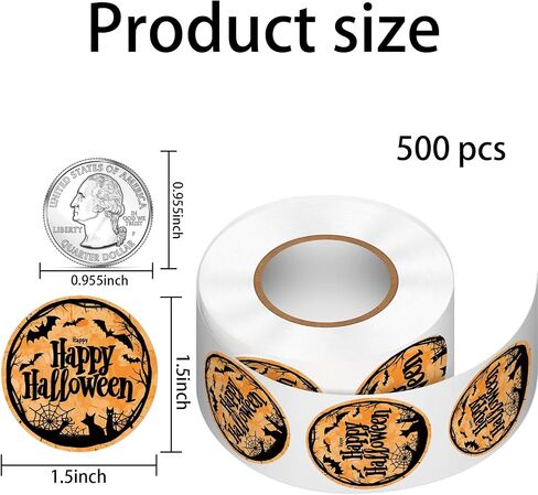 Heyfibro 500 PCS 1.5 Inch Happy Halloween Thank You for All You Do Stickers Appreciation Thank You Stickers Roll for Employees Teachers Envelopes Packaging Gift Favors Decor in Saudi Arabia