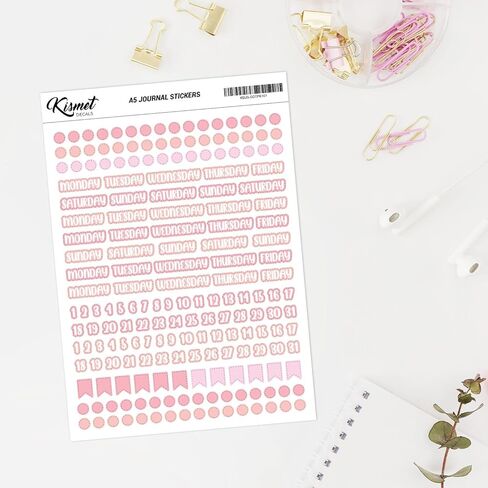 A5 أيام النقاط وملصقات الأرقام باللون الأزرق - 5.3 "X 8.3" - مجلة الحرفية Snail Mail Planner Journal Diary Paper Sheet in Kuwait