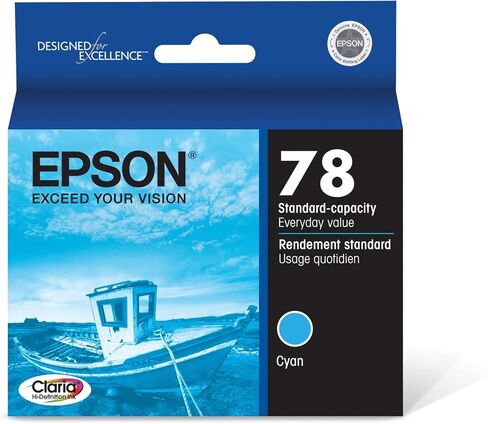EPSON 78 Claria Hi-Definition Ink Standard Capacity Cyan Cartridge (T078220) Works with Artisan 50, Photo R260, R280, R380, RX580, RX595, RX680 in Saudi Arabia