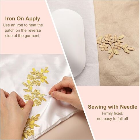 uxcell 4Pcs Long Patch Flower Vine with Leaf, 10" x 4" Iron on Plum Patches Polyester Embroidered Applique for Curtain Pillow Clothes Sewing and Decoration, Blue in Saudi Arabia
