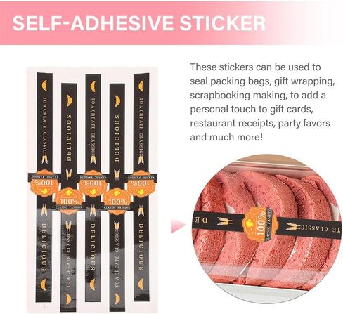 Food Packaging Sealing Stickers 100pcs Tamper Evident Stickers Pink Striped Long Sealing Labels for Handmade Baking Retail Store Wrapping Cookie and Cake Boxes (Pink) in Saudi Arabia
