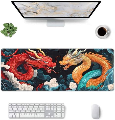 Green Numbers Gaming Mouse Pad, Large Non-Slip Rubber Base Mousepad XL 31.5x11.8in, Keyboard Mouse Mat, Desk Pad with Stitched Edges for Gamer Home&Office in Saudi Arabia