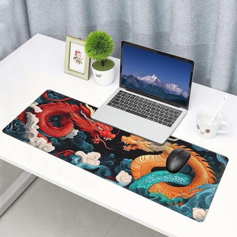 Green Numbers Gaming Mouse Pad, Large Non-Slip Rubber Base Mousepad XL 31.5x11.8in, Keyboard Mouse Mat, Desk Pad with Stitched Edges for Gamer Home&Office in Saudi Arabia