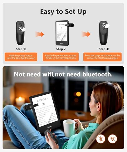 Remote Control Page Turner for Kindle Paperwhite Kobo eReaders, Page Turner Clicker with Wireless Remote Compatible with iPad, Tablets, Cellphones-White in Kuwait