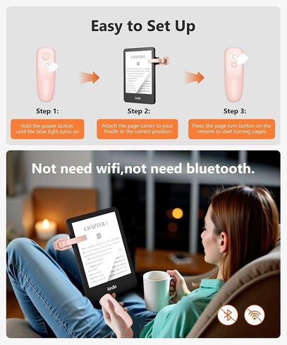 Remote Control Page Turner for Kindle Paperwhite Kobo eReaders, Page Turner Clicker with Wireless Remote Compatible with iPad, Tablets, Cellphones-White in Kuwait