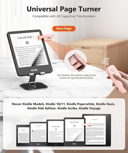 Remote Control Page Turner for Kindle Paperwhite Kobo eReaders, Page Turner Clicker with Wireless Remote Compatible with iPad, Tablets, Cellphones-White in Kuwait