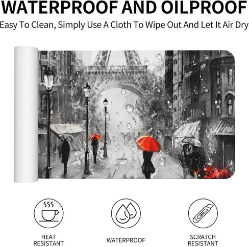 Paris Street Eiffel Large Mouse Pad Gaming Mousepad with Wrist Support Rubber Computer Keyboard Mat for Desk Laptop Non-Slip Full Deskmat Protector Waterproof Writing Pad Office Home 16x35.5 in in Kuwait