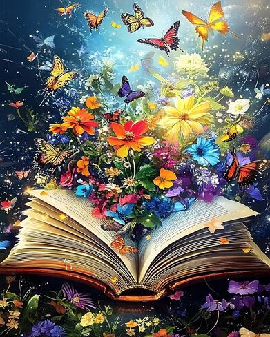 TUMOVO DIY Paint by Numbers, Vibrant Book Adults' Paint-by-Number Kits on Canvas, Colorful Flowers Paint by Number Kit for Adults Beginner, 16X20 Inch Butterflies Frameless Adult Painting by Numbers in Saudi Arabia