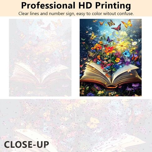 TUMOVO DIY Paint by Numbers, Vibrant Book Adults' Paint-by-Number Kits on Canvas, Colorful Flowers Paint by Number Kit for Adults Beginner, 16X20 Inch Butterflies Frameless Adult Painting by Numbers in Saudi Arabia