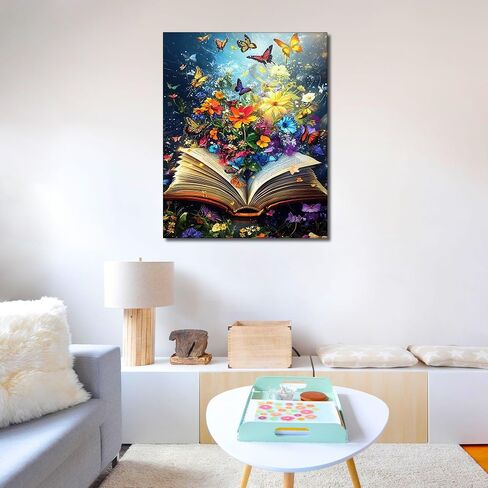 TUMOVO DIY Paint by Numbers, Vibrant Book Adults' Paint-by-Number Kits on Canvas, Colorful Flowers Paint by Number Kit for Adults Beginner, 16X20 Inch Butterflies Frameless Adult Painting by Numbers in Saudi Arabia