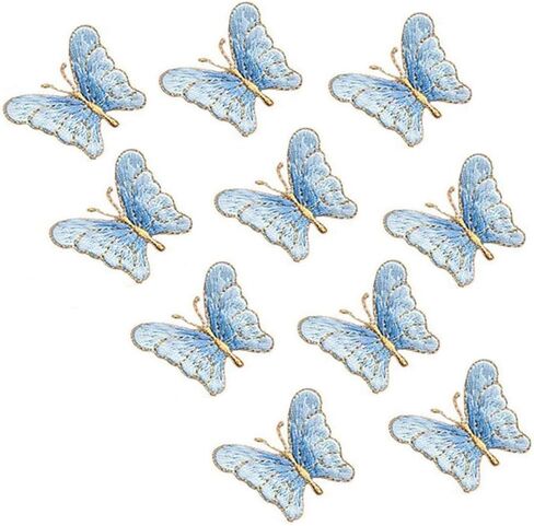 10 Pack Butterfly Iron On Patches for Backpacks, Hats, DIY Sew on Applique Patch, Vintage Embroidered Patches for Repair Clothes, Jackets, Jeans (Blue) in Saudi Arabia