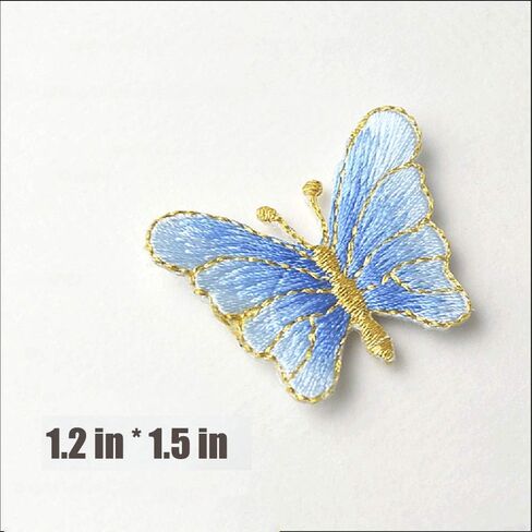 10 Pack Butterfly Iron On Patches for Backpacks, Hats, DIY Sew on Applique Patch, Vintage Embroidered Patches for Repair Clothes, Jackets, Jeans (Blue) in Saudi Arabia