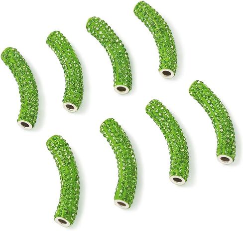 Craftdady 10pcs ألوان مختلطة أحجار أنبوب نودل منحنية راينستون 45-46.5 ملم حبات معدنية كبيرة الأنبوب الطويلة لتصنيع المجوهرات: 4 ملم: in Saudi Arabia