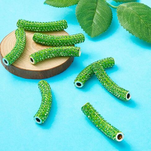 Craftdady 10pcs ألوان مختلطة أحجار أنبوب نودل منحنية راينستون 45-46.5 ملم حبات معدنية كبيرة الأنبوب الطويلة لتصنيع المجوهرات: 4 ملم: in Saudi Arabia
