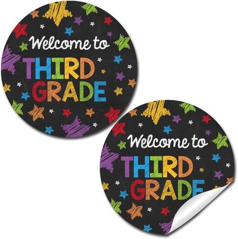 Back to School Stickers for Kids Chalkboard Welcome to 3rd Grade 40 2" Welcome Back Gift Tag Bulk Teacher Stickers Student Encouragement, Inspiration & Appreciation by Amanda Creation in Saudi Arabia