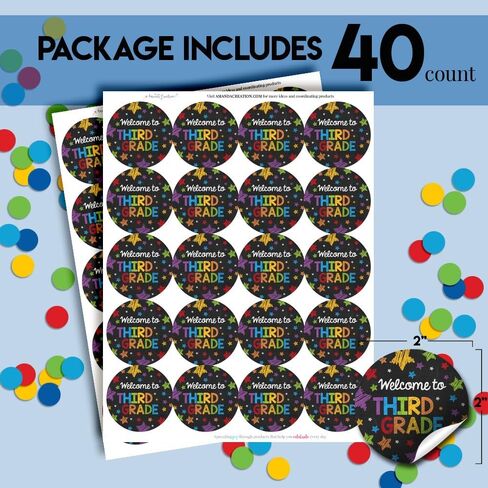 Back to School Stickers for Kids Chalkboard Welcome to 3rd Grade 40 2" Welcome Back Gift Tag Bulk Teacher Stickers Student Encouragement, Inspiration & Appreciation by Amanda Creation in Saudi Arabia