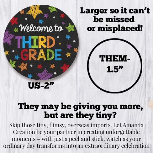 Back to School Stickers for Kids Chalkboard Welcome to 3rd Grade 40 2" Welcome Back Gift Tag Bulk Teacher Stickers Student Encouragement, Inspiration & Appreciation by Amanda Creation in Saudi Arabia