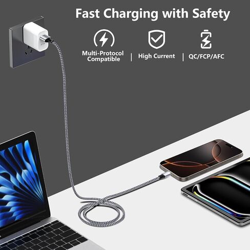 【MFi Certified】100W USB-C to USB-C Charging Cable, Stuffcool 3Pack 6FT Type-C iPhone 15 Charger Fast Charging Cord Compatible with iPhone 15/15 Plus/15 Pro/15 Pro Max/iPad Pro/Air/Mini/MacBook Pro/Air in Saudi Arabia