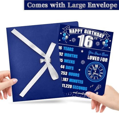 Jumbo Happy 18th Birthday Card With Envelope for Boy, Large Blue Silver 18 Birthday Greeting Guest Book Party Supplies,Big Back in 2007 Eighteen Bday Signature Gift in Saudi Arabia