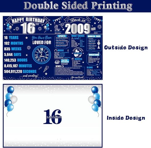 Jumbo Happy 18th Birthday Card With Envelope for Boy, Large Blue Silver 18 Birthday Greeting Guest Book Party Supplies,Big Back in 2007 Eighteen Bday Signature Gift in Saudi Arabia