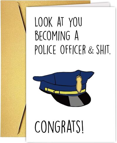 Funny Police Academy Graduation Card for Him Her, Congratulation on Graduation Card for Policeman, Policeman Promotion Gift, Policeman Proud of You Gift for Son Daughter Brother Sister in Saudi Arabia
