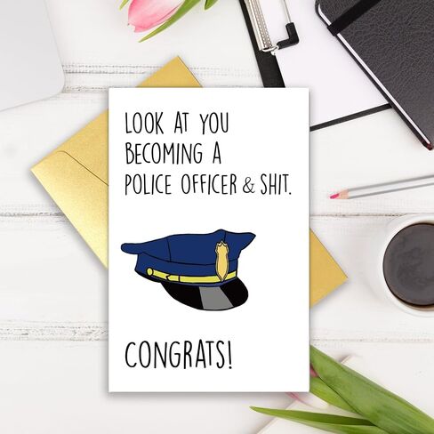 Funny Police Academy Graduation Card for Him Her, Congratulation on Graduation Card for Policeman, Policeman Promotion Gift, Policeman Proud of You Gift for Son Daughter Brother Sister in Saudi Arabia