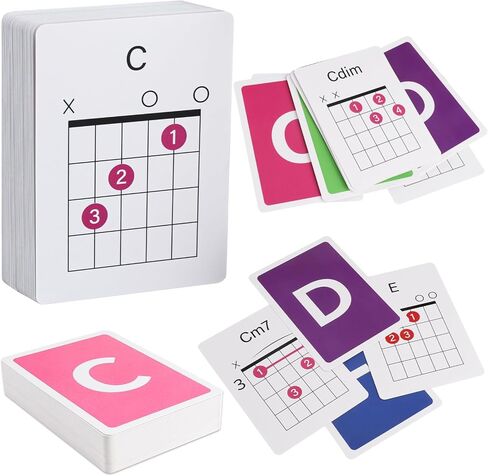 Guitar Chord Flashcards - 56Pcs Acoustic & Electric Guitar Learning Cheat Sheets - Learn Essential Chords Quickly & Easily | Perfect for Beginners and Professionals in Saudi Arabia