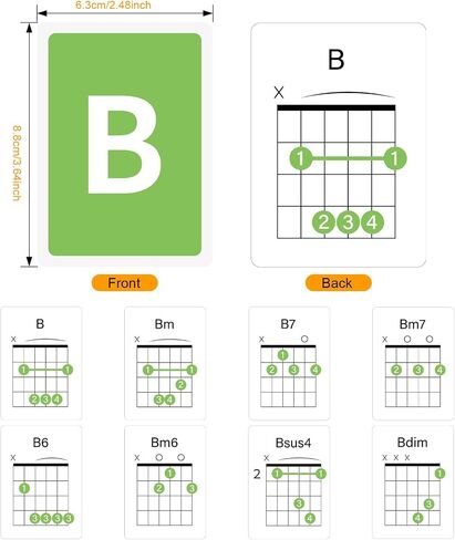 Guitar Chord Flashcards - 56Pcs Acoustic & Electric Guitar Learning Cheat Sheets - Learn Essential Chords Quickly & Easily | Perfect for Beginners and Professionals in Saudi Arabia