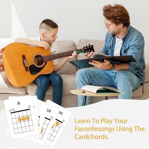 Guitar Chord Flashcards - 56Pcs Acoustic & Electric Guitar Learning Cheat Sheets - Learn Essential Chords Quickly & Easily | Perfect for Beginners and Professionals in Saudi Arabia