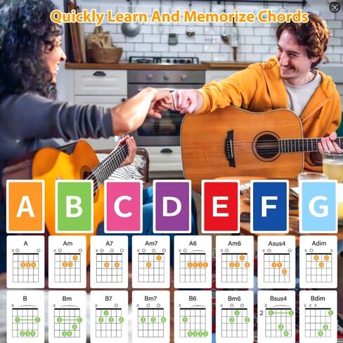 Guitar Chord Flashcards - 56Pcs Acoustic & Electric Guitar Learning Cheat Sheets - Learn Essential Chords Quickly & Easily | Perfect for Beginners and Professionals in Saudi Arabia